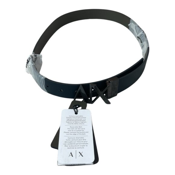 Armani Exchange Men’s Leather Reversible Belt Logo Buckle Size 36 NWT - Picture 7 of 10